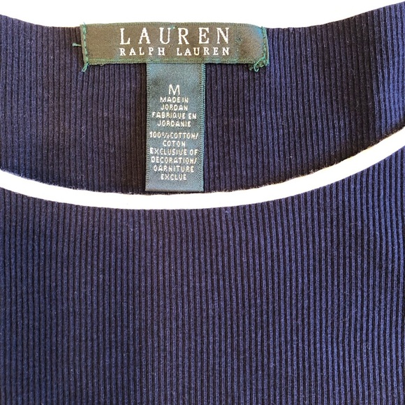 Lauren Ralph Lauren Navy Short Sleeve Top with White Accents Size M - Picture 5 of 7